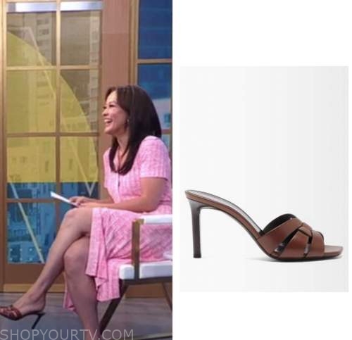 eva pilgrim, good morning america, brown sandals heels