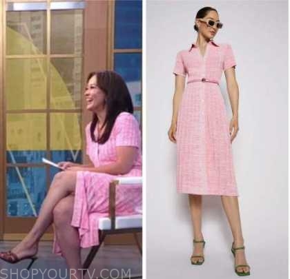 eva pilgrim, good morning america, pink ribbed knit dress