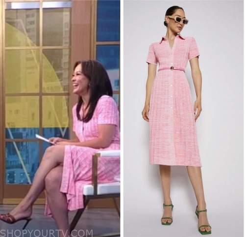 eva pilgrim, good morning america, pink ribbed knit dress