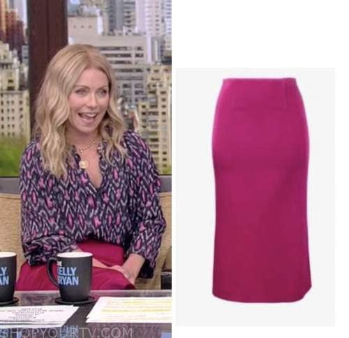 Live with Kelly and Ryan: August 2022 Kelly Ripa's Pink Satin Pencil ...