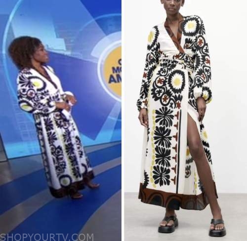 good morning america, janai norman, floral wrap dress