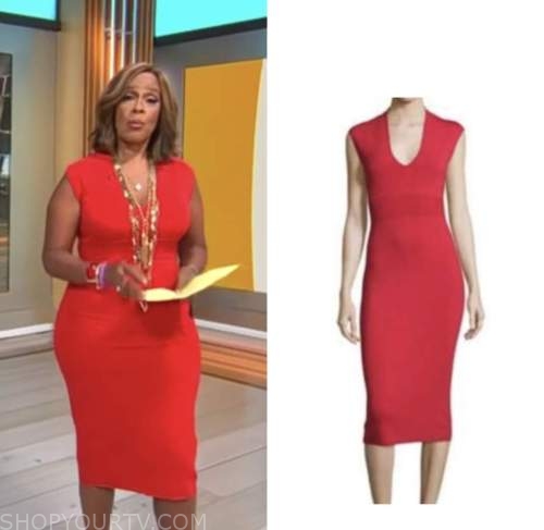 gayle king, cbs mornings, red dress