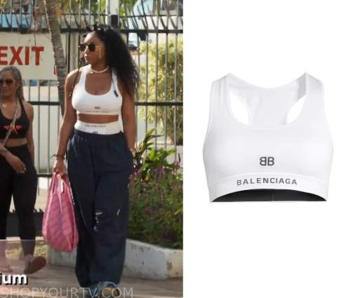 Real Housewives of Atlanta: Season 14 Episode 14 Marlo's White Balenciaga  Logo Sports Bra