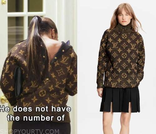 Real Housewives of Atlanta: Season 14 Episode 16 Sheree's LV Brown Snap  Button Back Mockneck Sweater