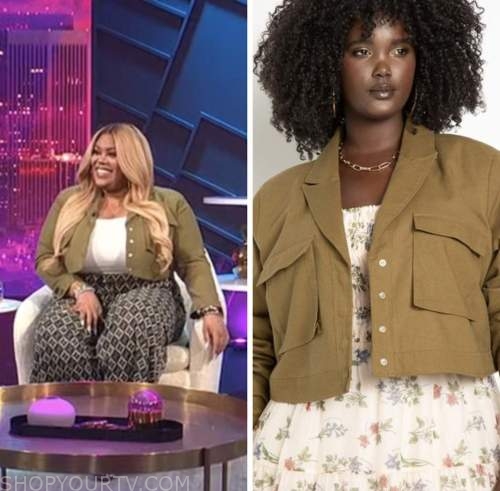 nina parker, E! news, nightly pop, khaki jacket,