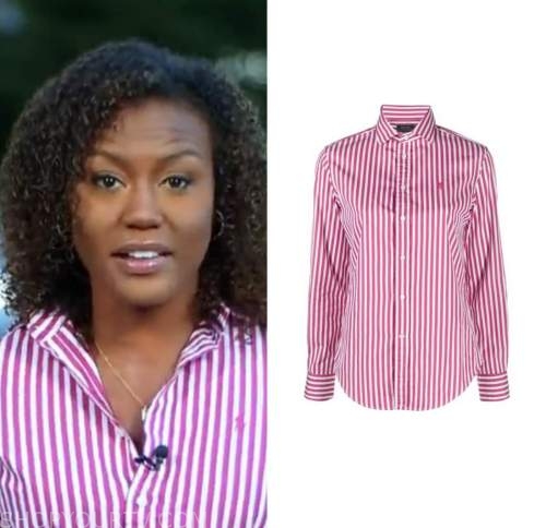 good morning america, janai norman, pink striped shirt