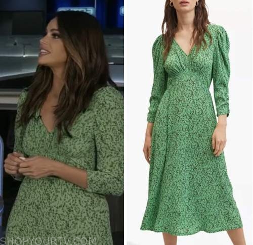 jenn lahmers, extra, green floral dress