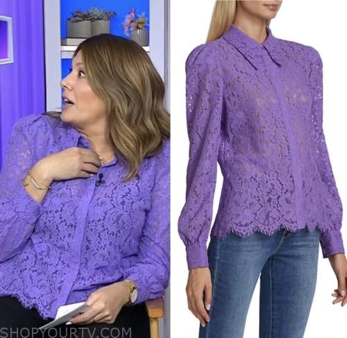 the today show, michelle collins, purple lace shirt