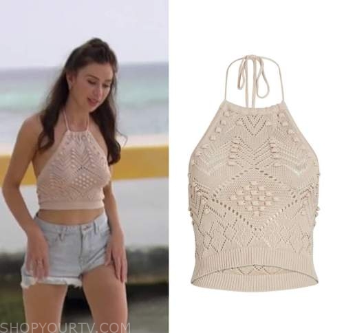 the bachelorette, gabby windey, beige knit halter top