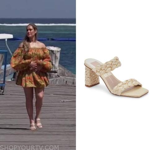 rachel recchia, the bachelorette, beige woven raffia sandals