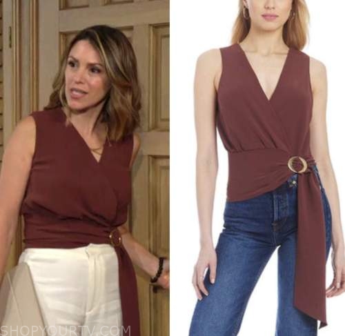 elizabeth hendrickson, chloe mitchell, the young and the restless, brown wrap top