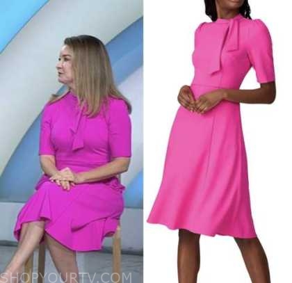 the today show, melanie fish, hot pink tie neck dress