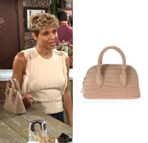 the young and the restless, brytni sarpy, elena dawson, beige mini bag