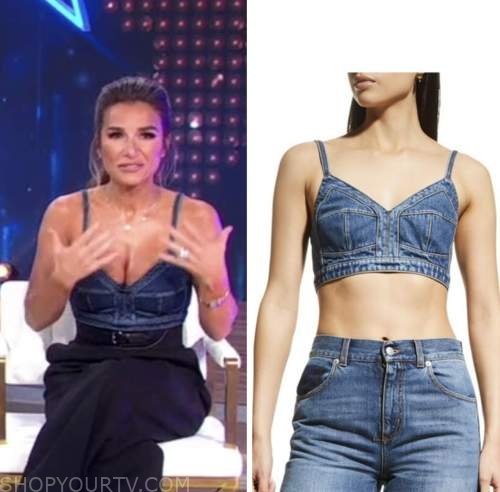 jessie james decker, denim bustier crop top, good morning america