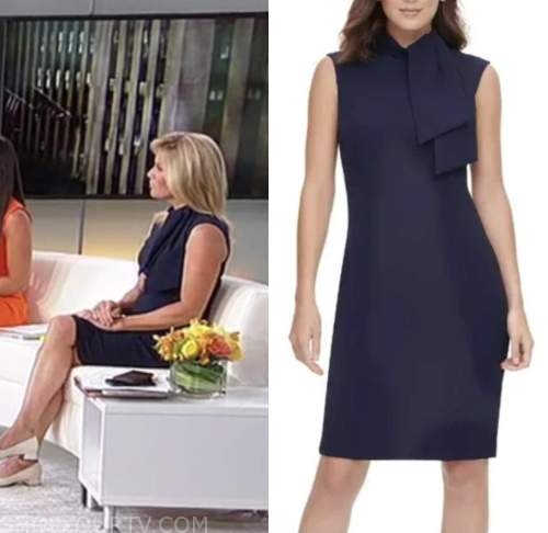 martha maccallum, navy blue tie neck sheath dress, outnumbered
