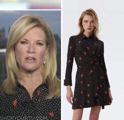 Martha maccallum, outnumbered, polka dot floral shirt dress