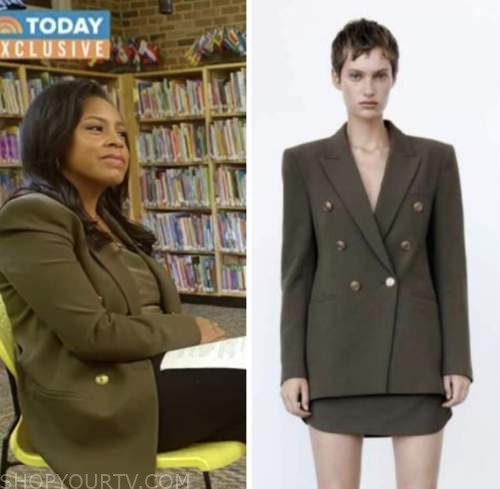 sheinelle jones, the today show, olive green double breasted blazer