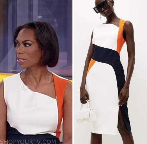 outnumbered, Harris Faulkner, color block sheath dress