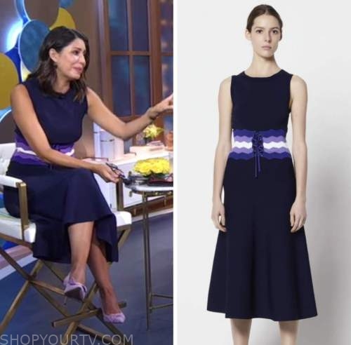 Cecilia vega, good morning america, navy blue lace up dress