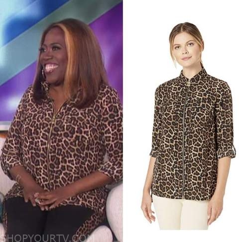 the talk, Sheryl underwood, leopard zip-front top