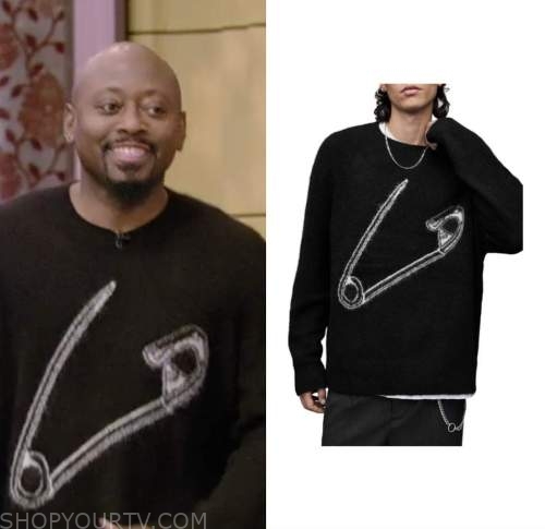 Omar epps, live with kelly and Ryan, black safety pin sweater