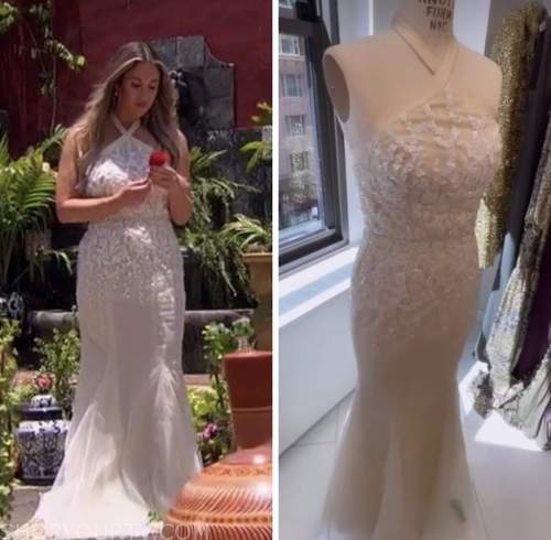 Rachel recchia, the bachelorette, ivory halter embellished gown, finale