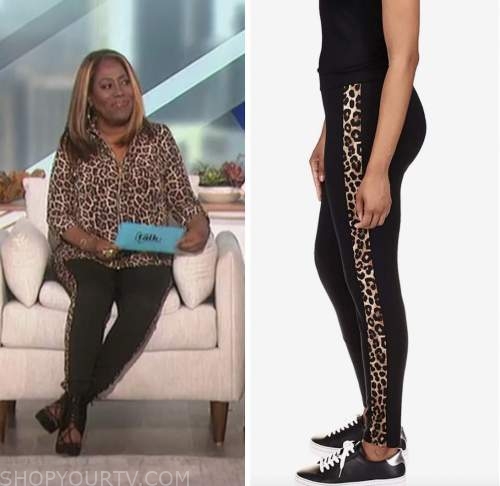 Sheryl underwood, the talk, black cheetah stripe leggings