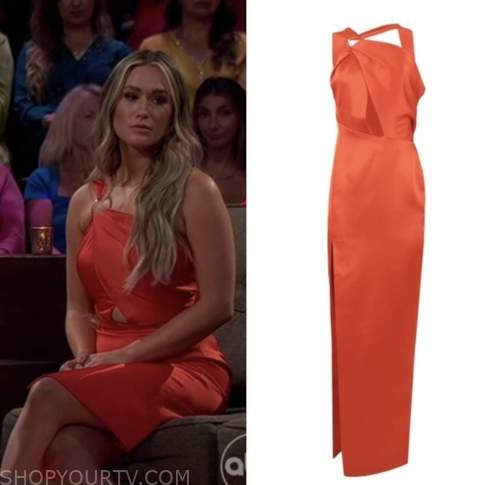 the bachelorette, Rachel recchia, orange satin one-shoulder dress