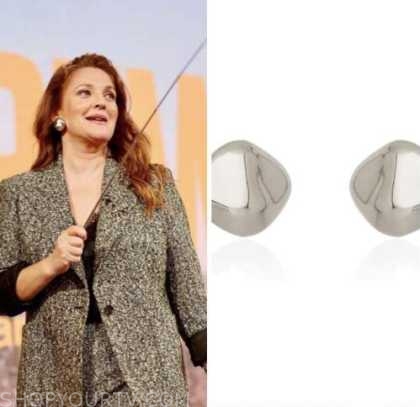 drew barrymore, drew barrymore show, silver stud earrings