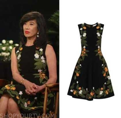 The Today Show: September 2022 Andrea Jung's Black Floral Knit Dress ...
