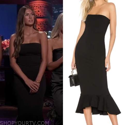 Bailey brown, the bachelorette, black strapless midi dress