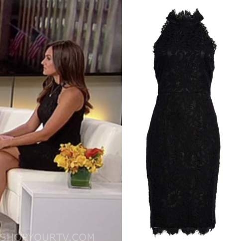 Natalie brunell, outnumbered, black lace sheath dress