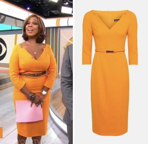 CBS Mornings: September 2022 Gayle King's Orange Pencil Dress | Fashion ...