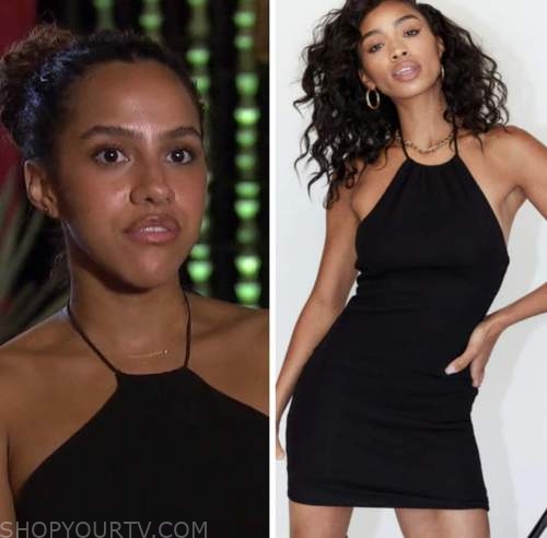Teddi wright, black halter mini dress, bachelor in paradise