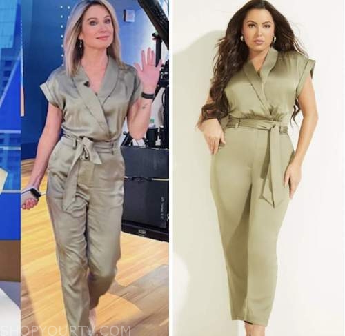 Good Morning America: September 2022 Amy Robach's Green Satin Wrap ...