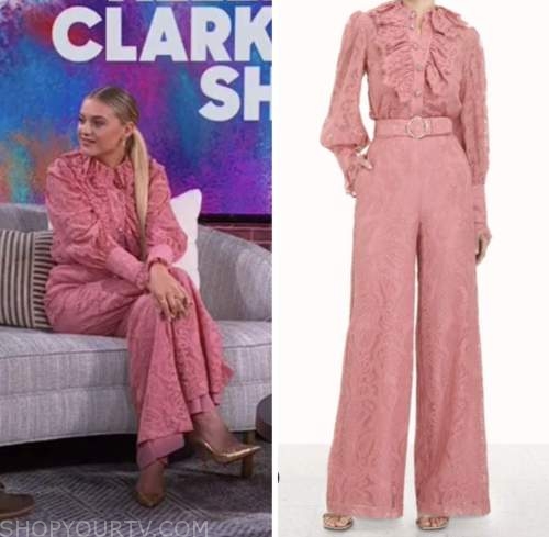 Kelsea ballerini, pink lace top and pants jumpsuit, the KELLY CLARKSON show