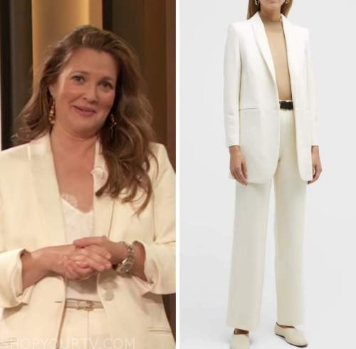 Drew Barrymore Show: September 2022 Drew Barrymore's Ivory White Blazer ...