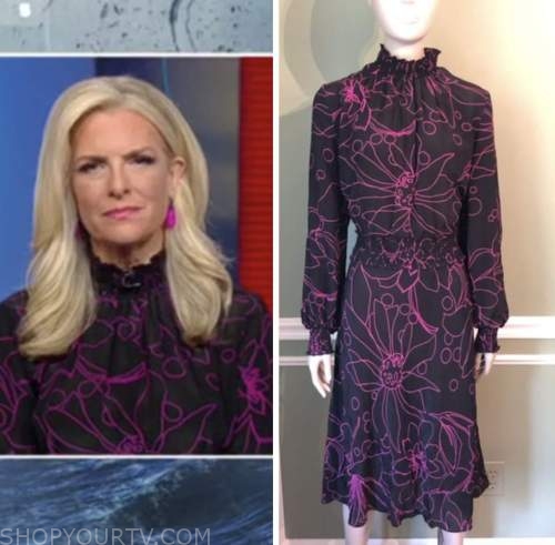 janice dean, fox and friends, black and pink printed dress