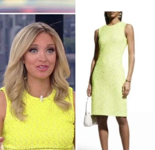 Kayleigh mcnenay, outnumbered, yellow tweed sheath dress