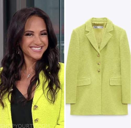 Emily compagno, lime green tweed jacket, outnumbered