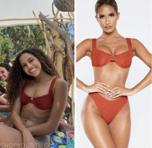 Teddi wright, bachelor in paradise, brown red crinkle bikini,