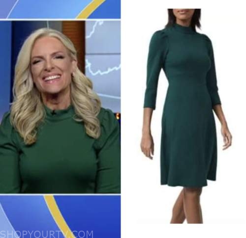 janice dean, fox and friends, green mock neck dress