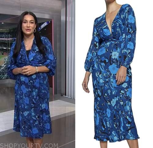 Morgan Radford, nbc news daily, blue floral dress