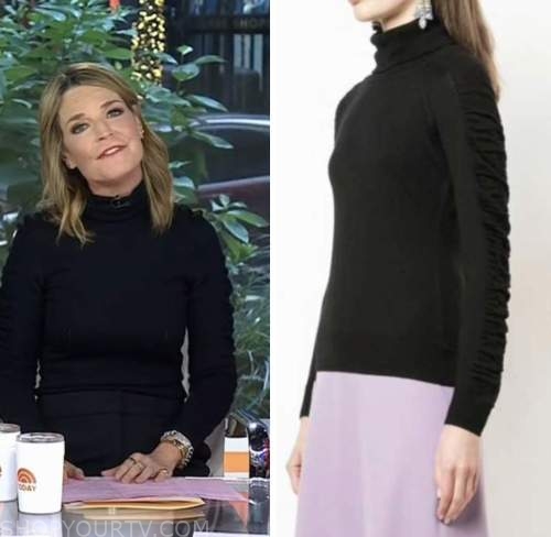 The Today Show: October 2022 Savannah Guthrie's Black Ruched Sleeve ...