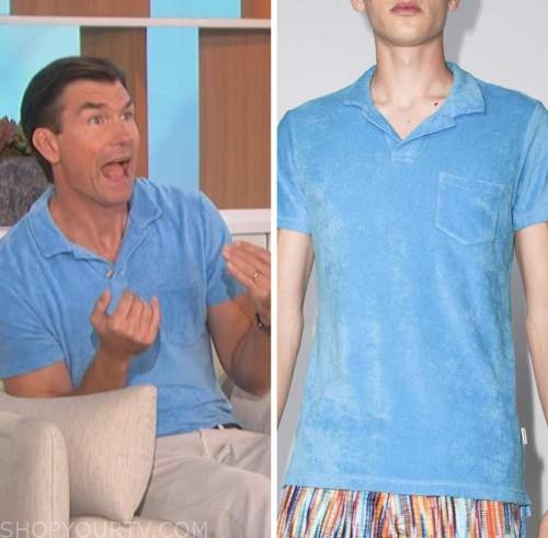 jerry O'Connell, the talk, blue Terry polo shirt