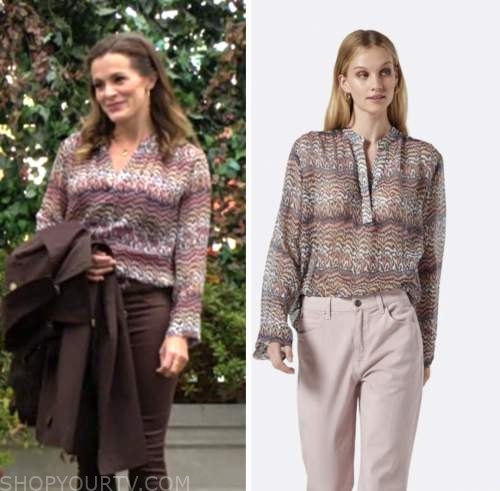 Chelsea newman, melissa claire egan, the young and the restless, printed blouse