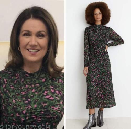 Susanna reid, good morning Britain, green and pink leopard dress