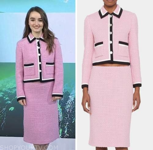 the today show, Kaitlyn dever, pink tweed jacket and skirt suit