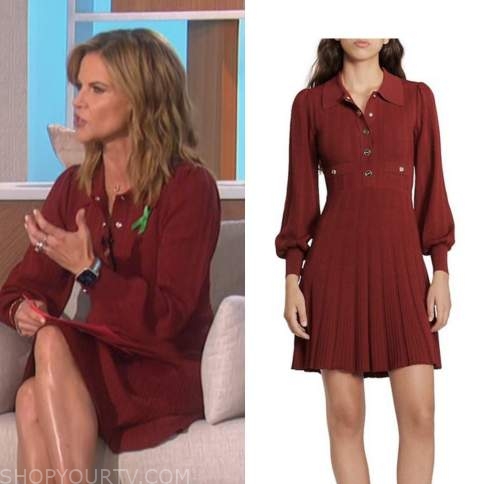 The Talk: October 2022 Natalie Morales's Burgundy Knit Mini Dress ...