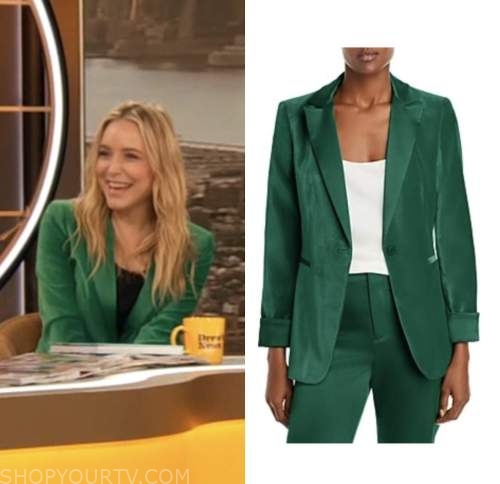 drew barrymore show, Jenny mollen, green velvet blazer